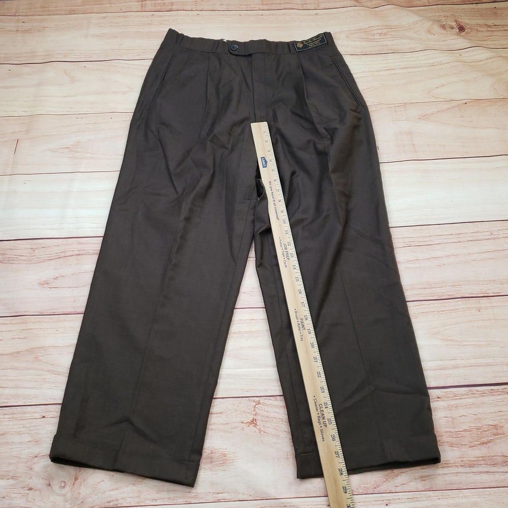 Villa Di Roma Loro Piana Dress Pants Mens 32x28 Brown Super 120s‎ Wool Pleated - Picture 6 of 11